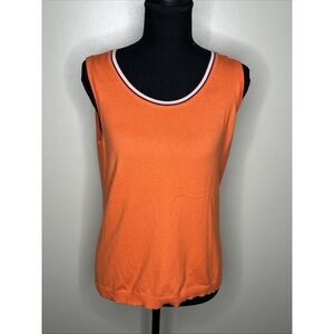 Talbots Women's Orange Knit Tank Top Prism Cotton Size Petite Medium